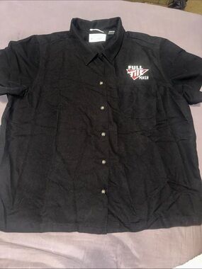 BILL BLASS PREMIUM “FULL TILT POKER” Black Button-Down SS Logo Shirt
